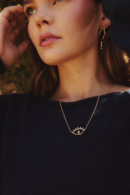Emerald and Diamond Snake Eye Necklace