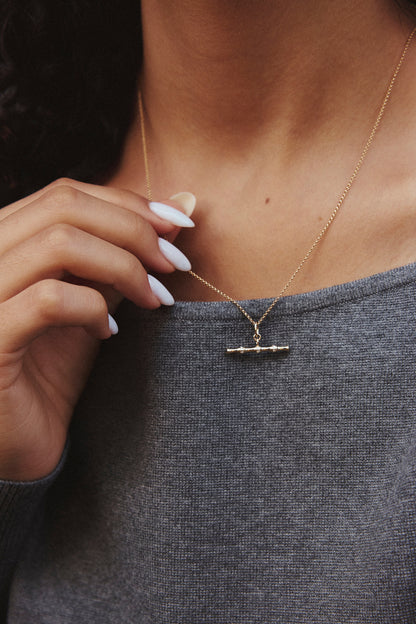 Bamboo Diamond T-Bar Necklace
