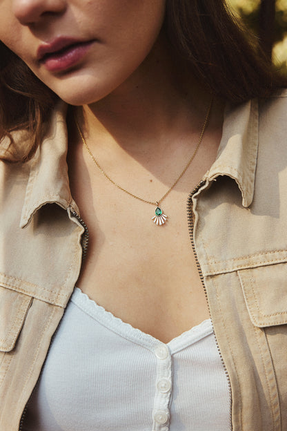 Emerald and Diamond Fan Necklace