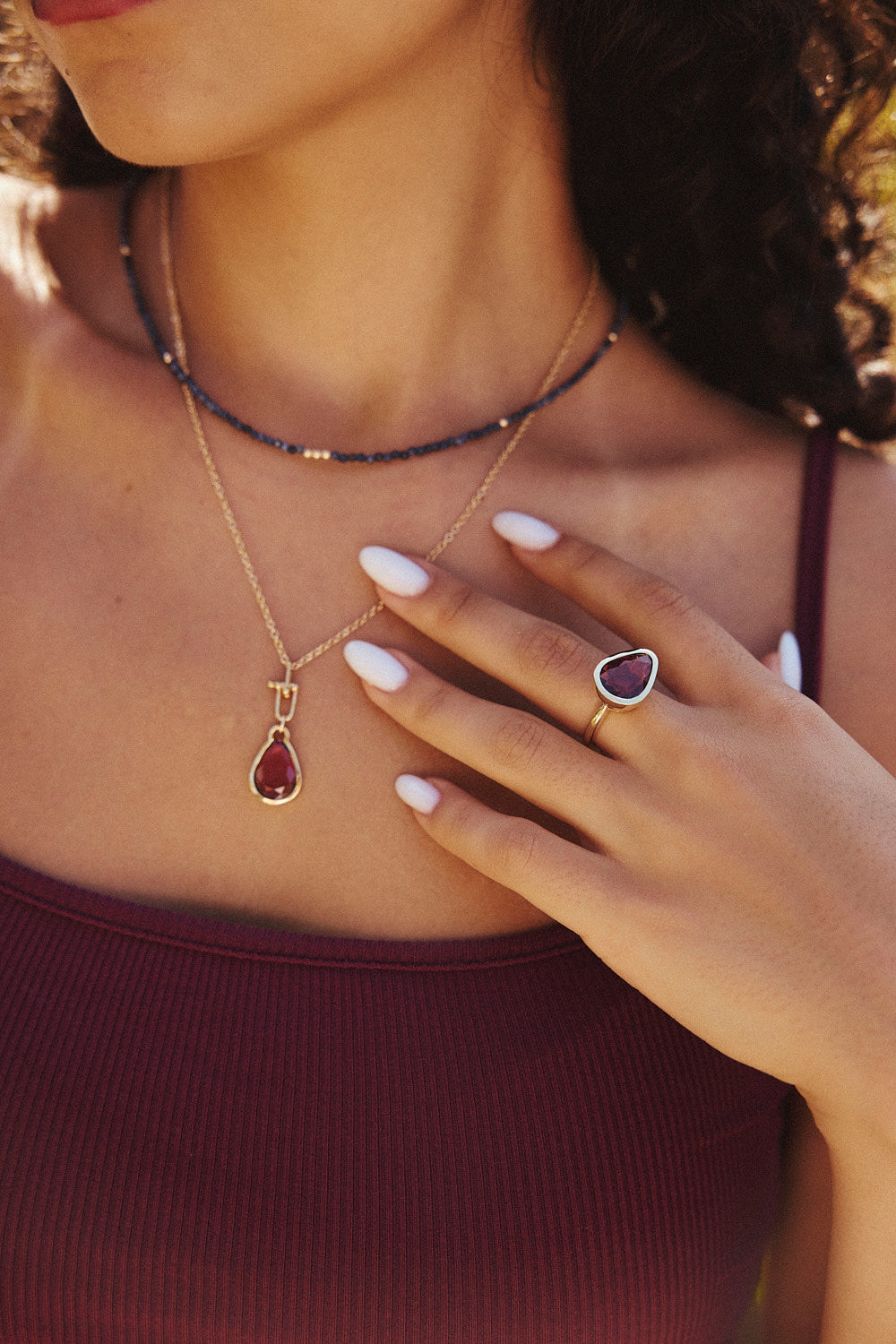 Rose Cut Garnet Necklace