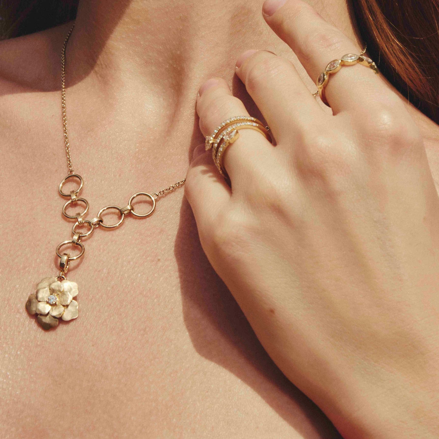 Peony Gold and Diamond Pendant
