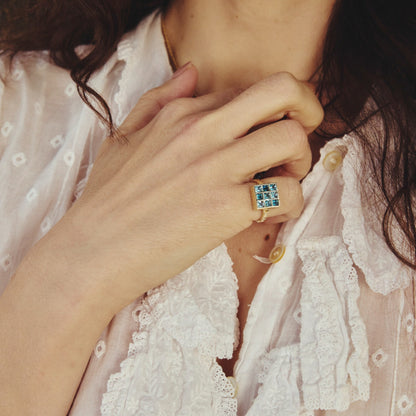 Blue Topaz Squares Ring