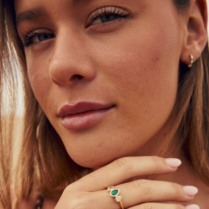 Emerald and Diamond Pear Ring