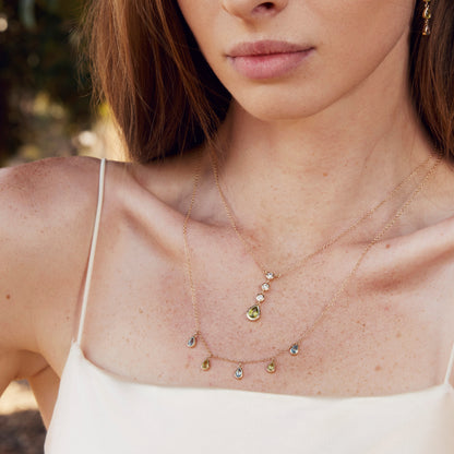 Aquamarine and Peridot Pears Necklace