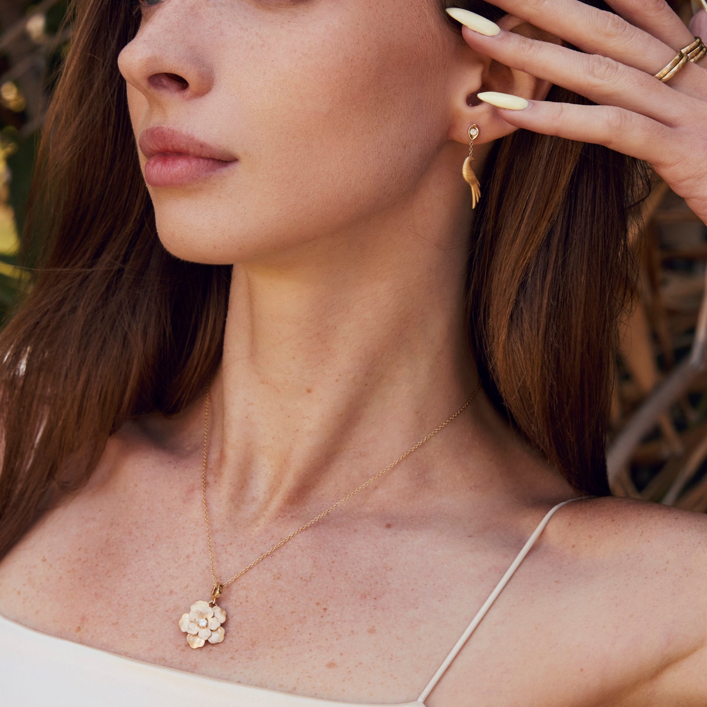 Peony Gold and Diamond Pendant