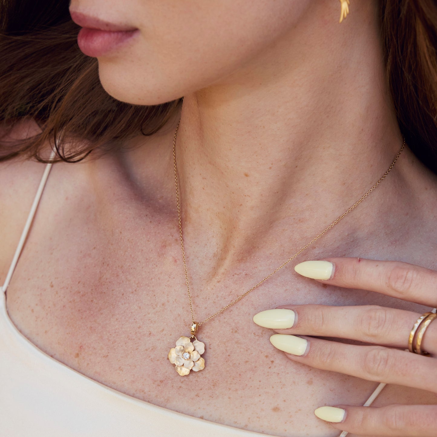Peony Gold and Diamond Pendant