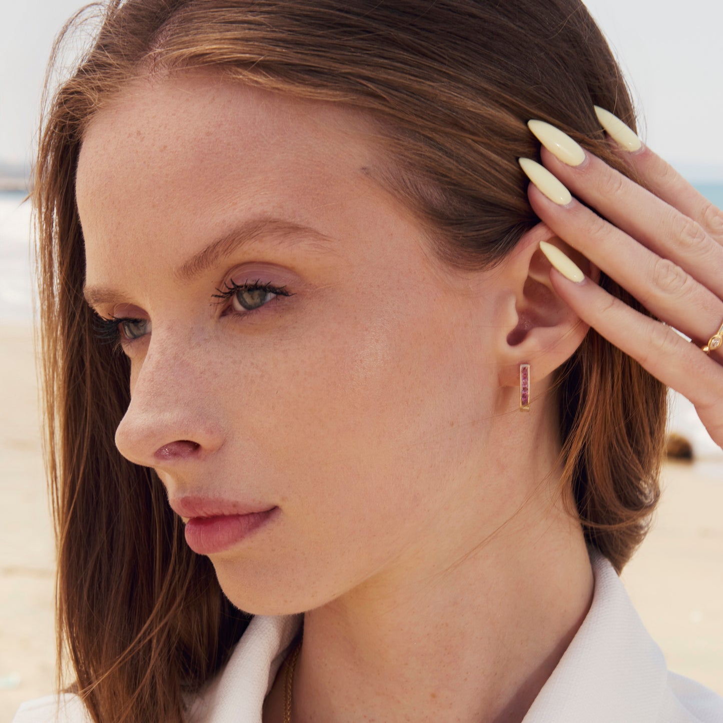 Purple Sapphire U-Shaped Earrings