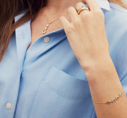 14k Gold Aquamarine Pears Bracelet