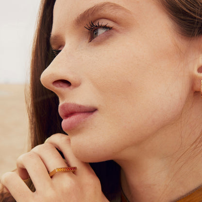 Yellow to Orange Sapphire U-Shaped Ring