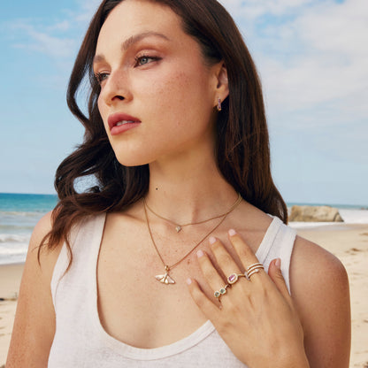14k Rose, Yellow Gold and Diamond Moth Pendant