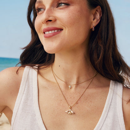 14k Rose, Yellow Gold and Diamond Moth Pendant