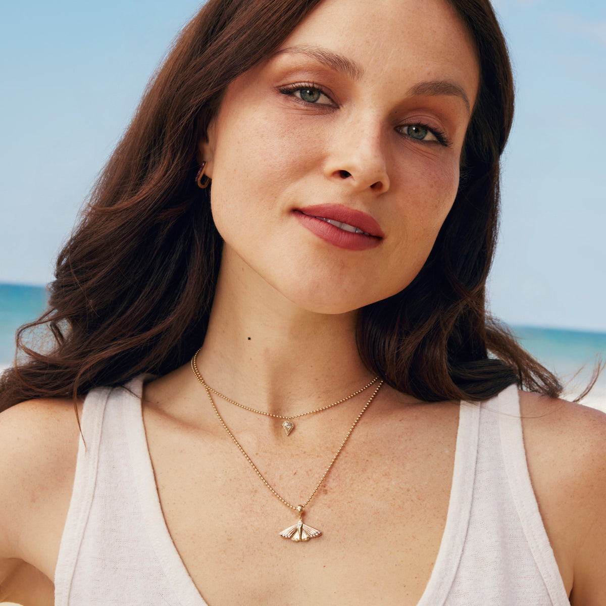14k Rose, Yellow Gold and Diamond Moth Pendant