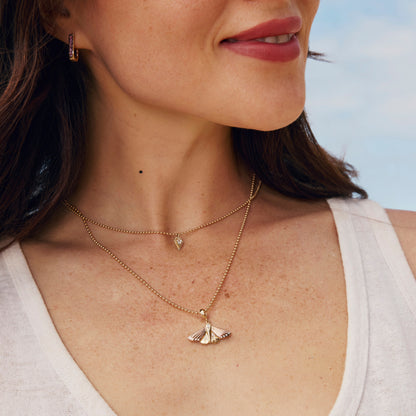 14k Rose, Yellow Gold and Diamond Moth Pendant
