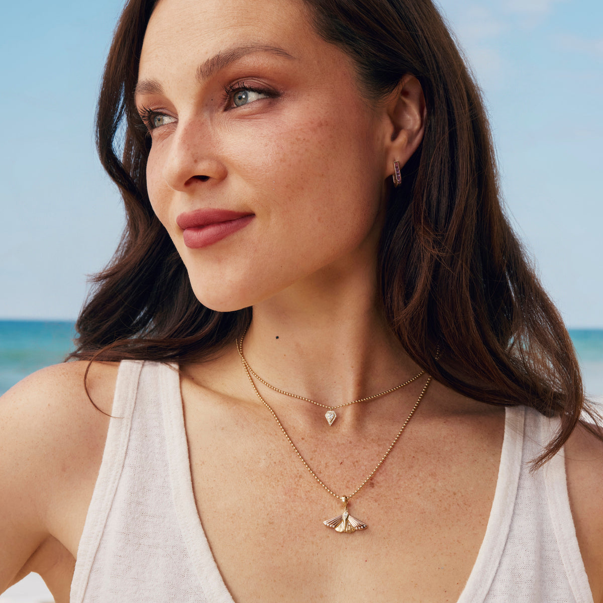 14k Rose, Yellow Gold and Diamond Moth Pendant