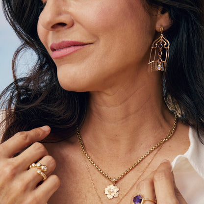 Amethyst Birdcage Earrings