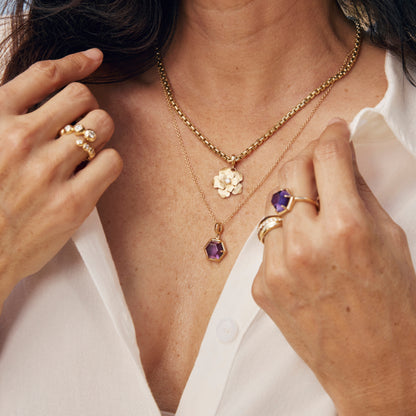 Amethyst Hexagon Ring