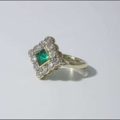Lab Emerald and Diamond Cocktail Ring